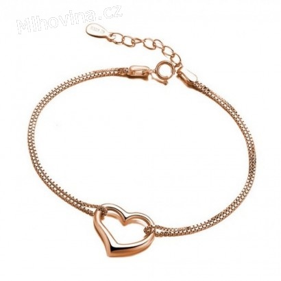Stříbrný náramek srdíčko zlacené