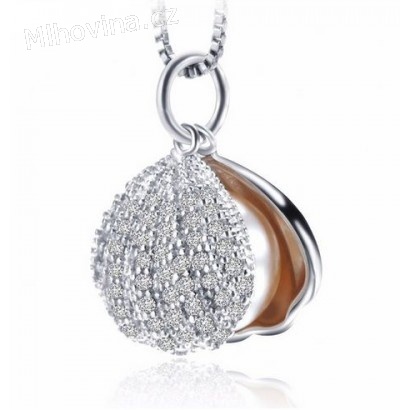 Stříbrný náhrdelník perla v mušli